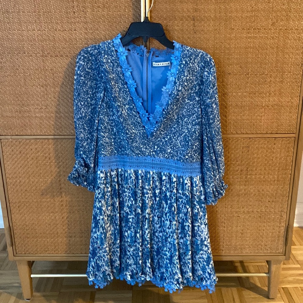 Alice and Olivia blue floral mini dress